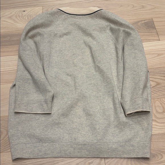 Brunello Cucinelli Light Gray and Cream Cashmere Top - Picture 5 of 5